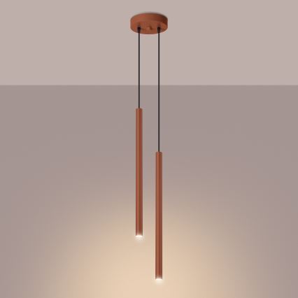 Luster na lanku PASTELO 2xG9/8W/230V červená