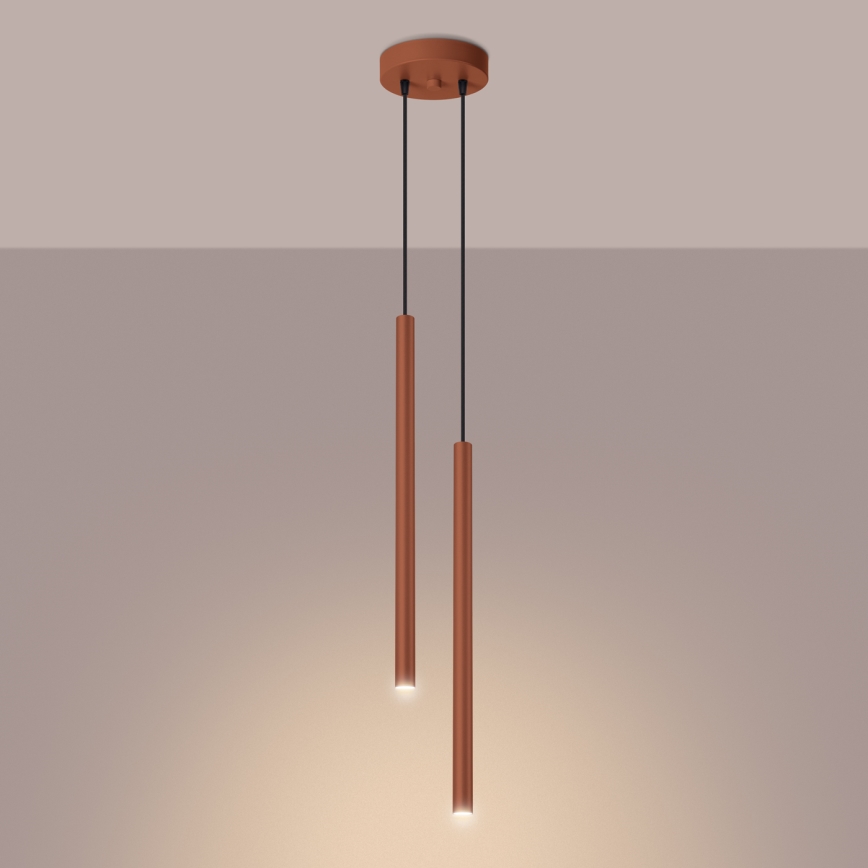 Luster na lanku PASTELO 2xG9/8W/230V červená