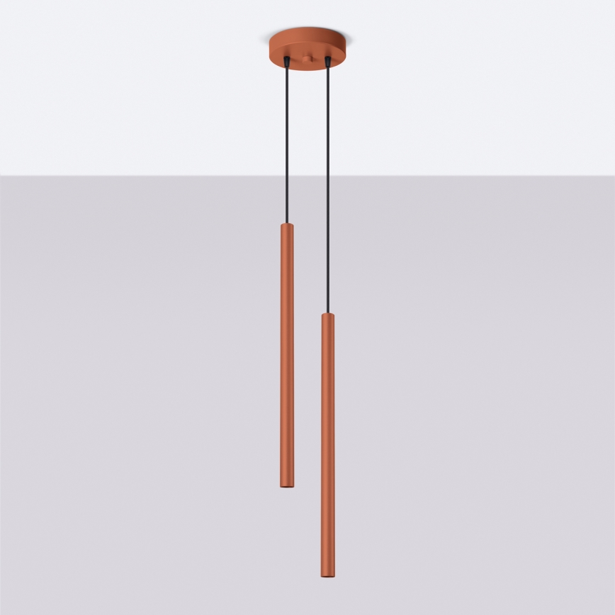 Luster na lanku PASTELO 2xG9/8W/230V červená