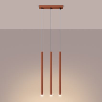 Luster na lanku PASTELO 3xG9/8W/230V červená