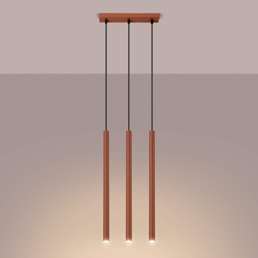 Luster na lanku PASTELO 3xG9/8W/230V červená