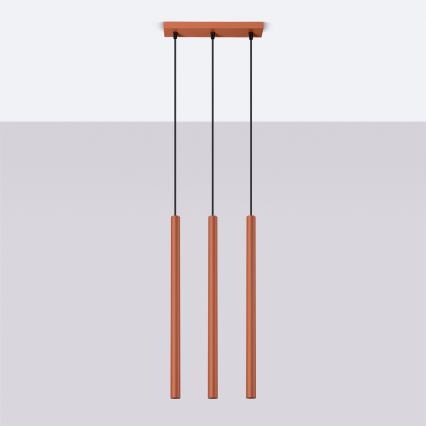 Luster na lanku PASTELO 3xG9/8W/230V červená