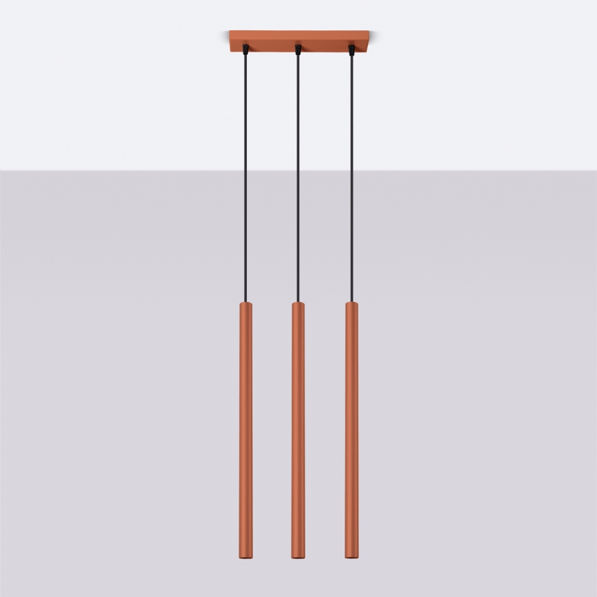 Luster na lanku PASTELO 3xG9/8W/230V červená