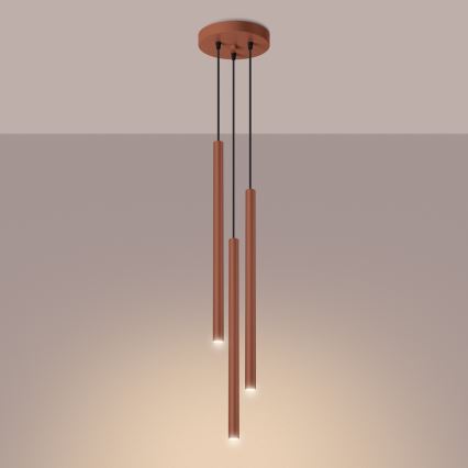 Luster na lanku PASTELO 3xG9/8W/230V červená