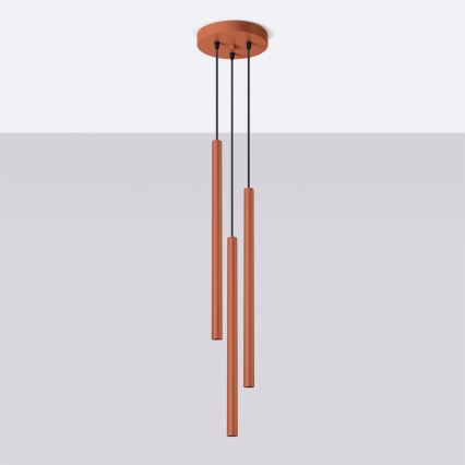 Luster na lanku PASTELO 3xG9/8W/230V červená