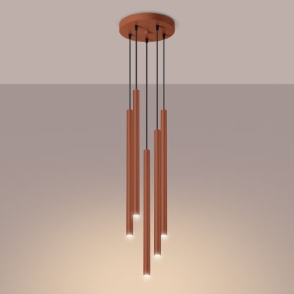 Luster na lanku PASTELO 5xG9/8W/230V červená