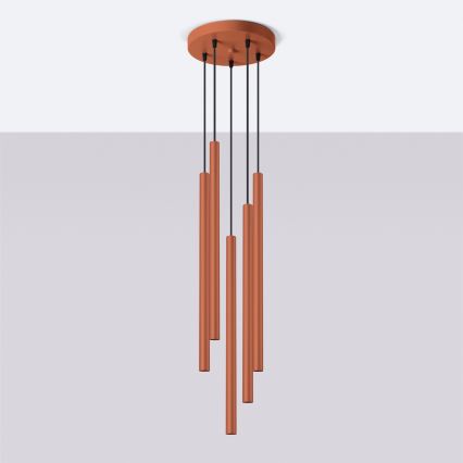 Luster na lanku PASTELO 5xG9/8W/230V červená