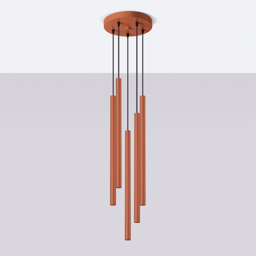 Luster na lanku PASTELO 5xG9/8W/230V červená