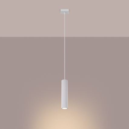 Luster na lanku KARBON 1xGU10/10W/230V biela