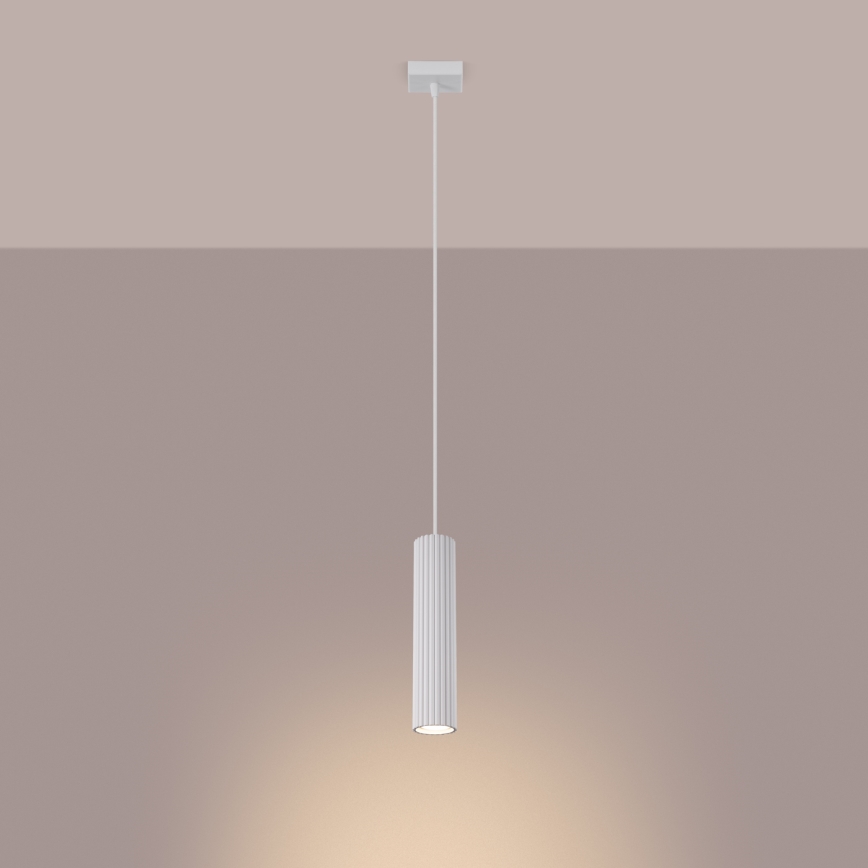Luster na lanku KARBON 1xGU10/10W/230V biela