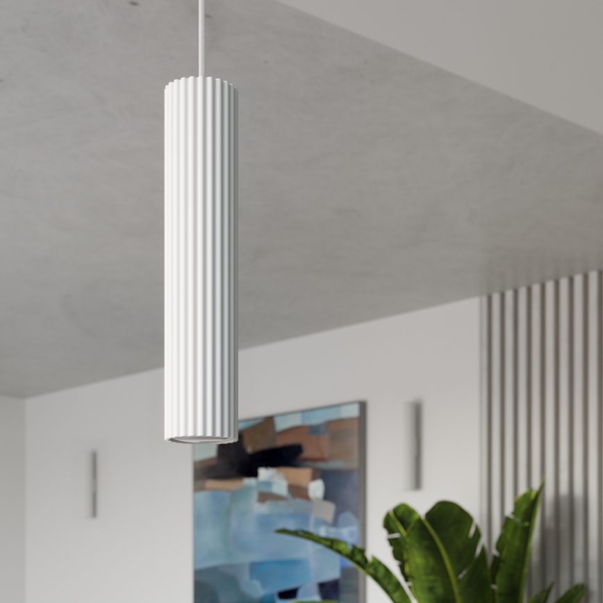 Luster na lanku KARBON 1xGU10/10W/230V biela