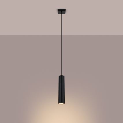 Luster na lanku KARBON 1xGU10/10W/230V čierna