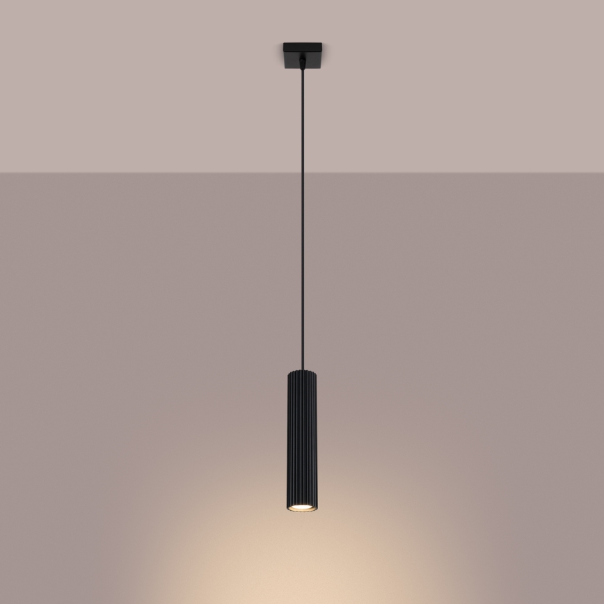 Luster na lanku KARBON 1xGU10/10W/230V čierna