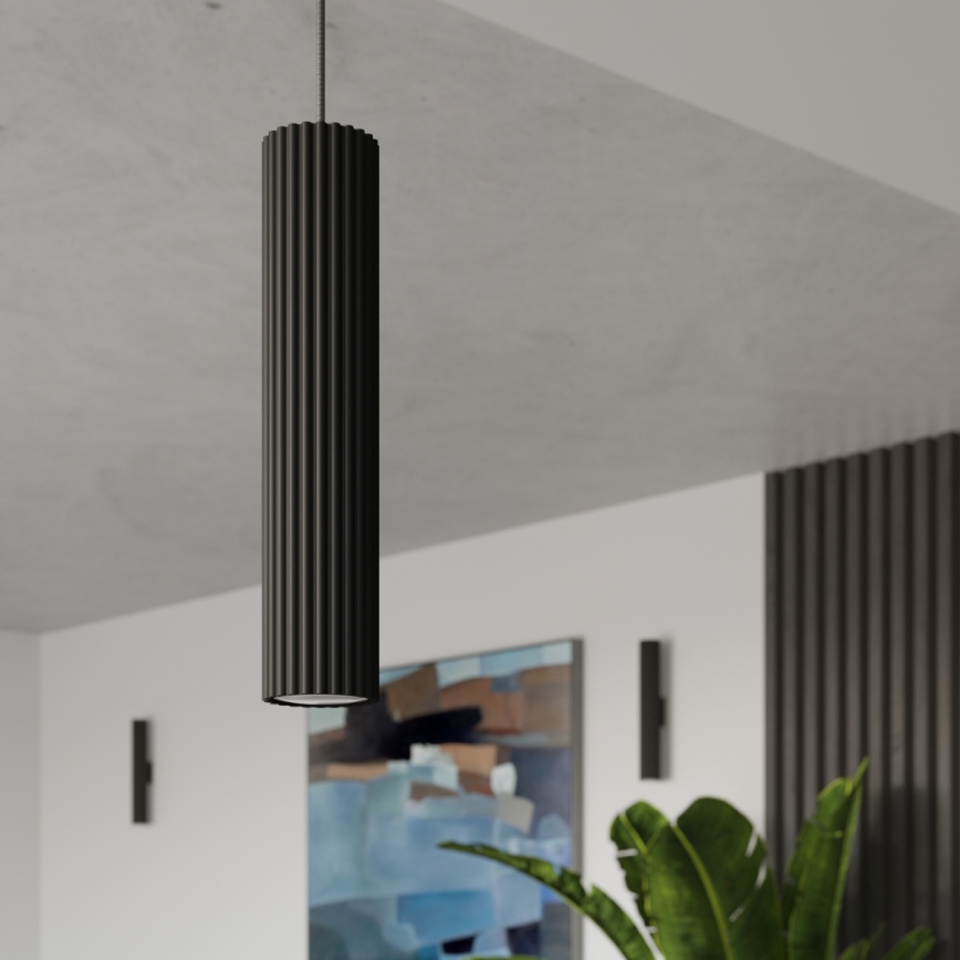 Luster na lanku KARBON 1xGU10/10W/230V čierna