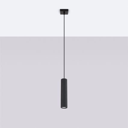 Luster na lanku KARBON 1xGU10/10W/230V čierna
