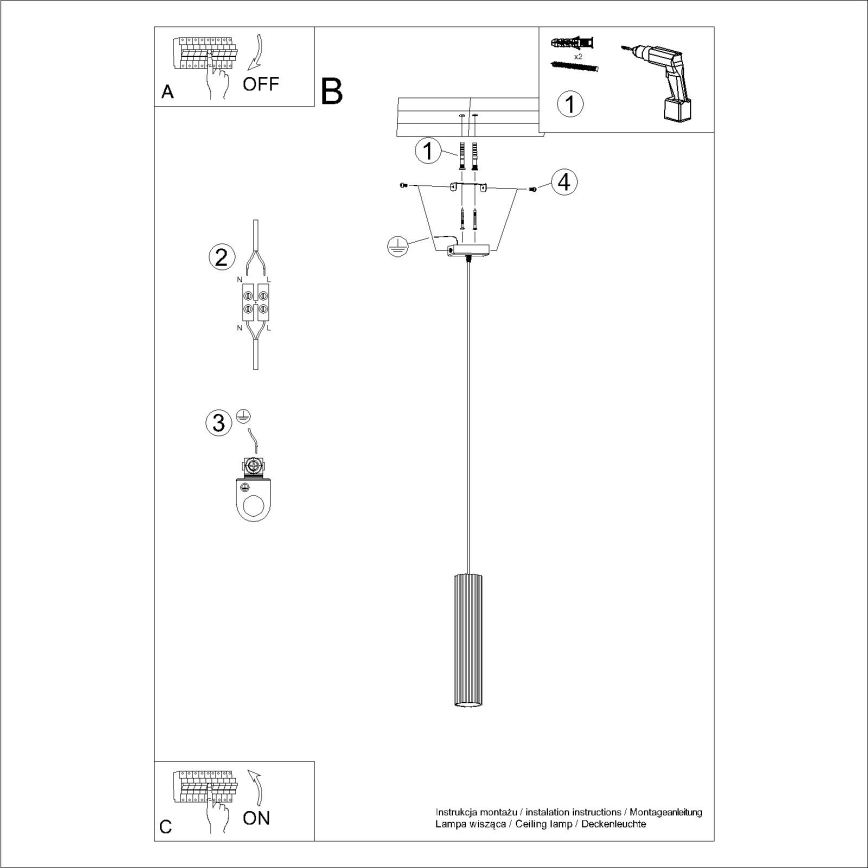 Luster na lanku KARBON 1xGU10/10W/230V krémová