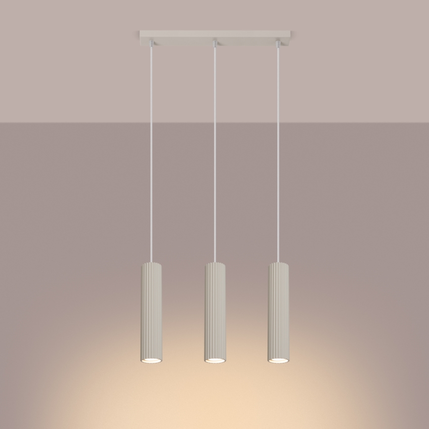 Luster na lanku KARBON 3xGU10/10W/230V krémová