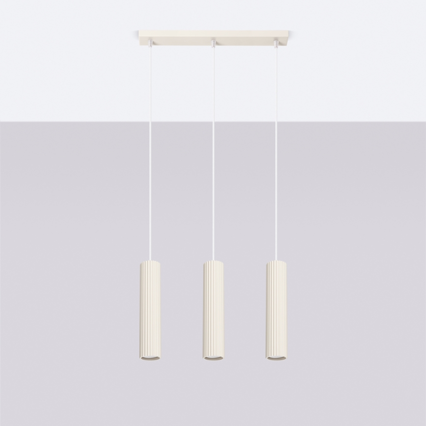 Luster na lanku KARBON 3xGU10/10W/230V krémová