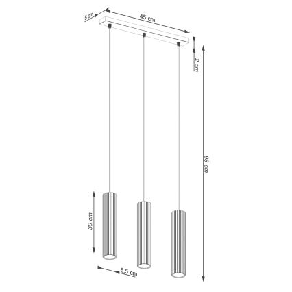 Luster na lanku KARBON 3xGU10/10W/230V krémová