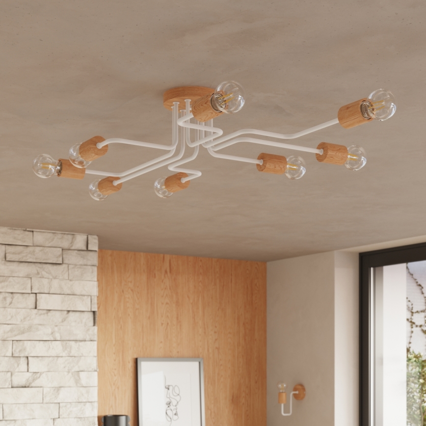 Nástenná lampa TIMBO 1xE27/15W/230V biela/béžová/buk