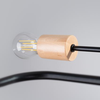 Prisadený luster TIMBO 6xE27/15W/230V čierna/béžová/buk