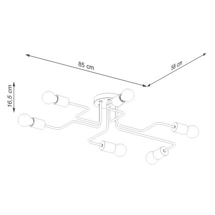 Prisadený luster TIMBO 6xE27/15W/230V čierna/béžová/buk