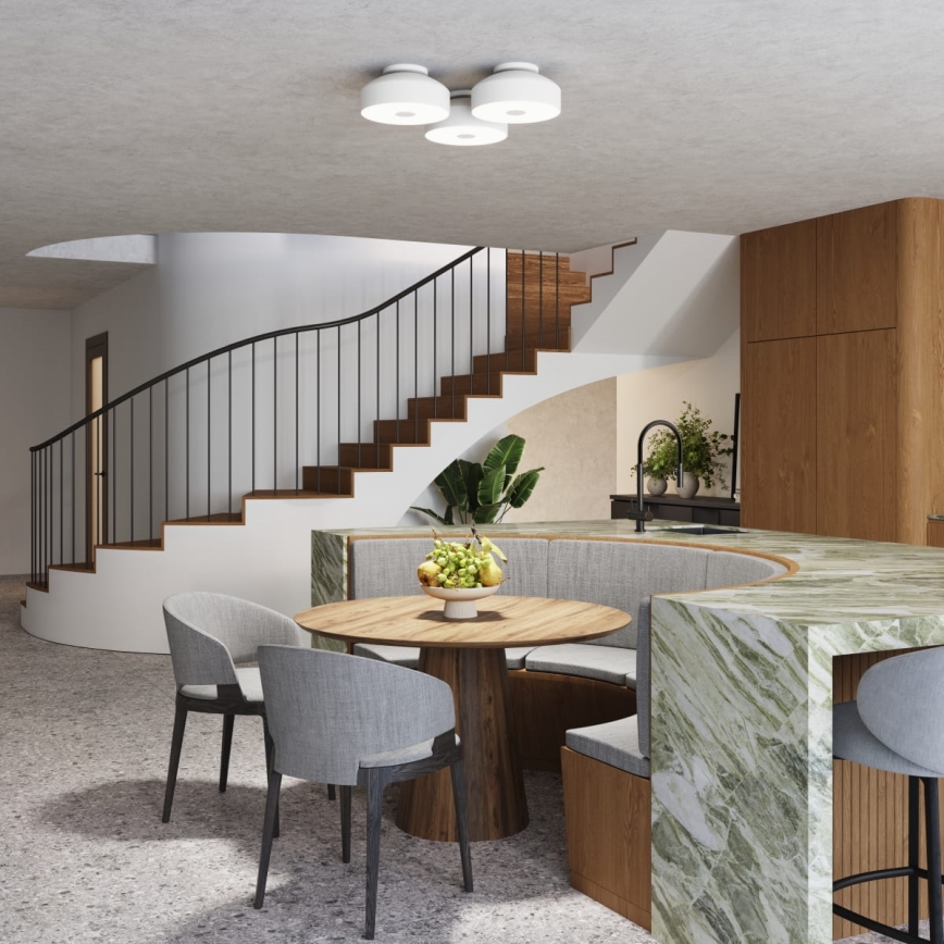 Stropné svietidlo OMIQ, 4×E27/15W/230V, priemer 30 cm, biele