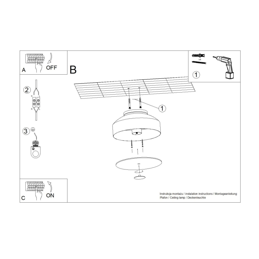 Stropné svietidlo OMIQ 4xE27/15W/230V priemer 30 cm červené