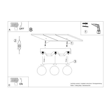 Stropné svietidlo BULBO 3xG9/8W/230V buk/biela