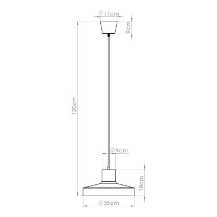 Luster na lanku BILO 1xE27/15W/230V pr. 35 cm čierna