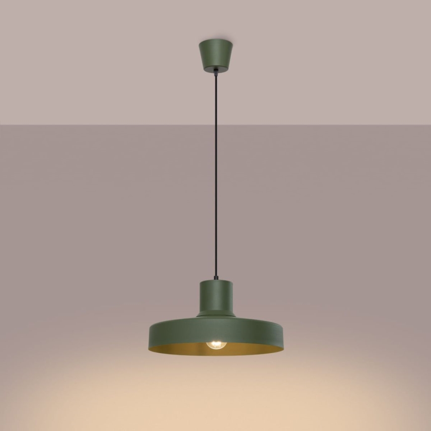 Luster na lanku BILO 1xE27/15W/230V pr. 35 cm zelená