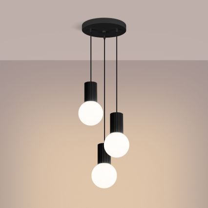 Luster na lanku HALO 3xG9/8W/230V pr. 25 cm čierna