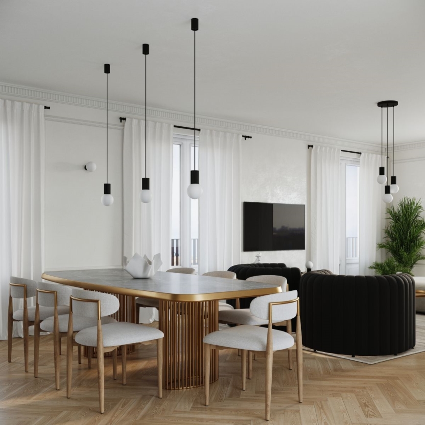 Luster na lanku HALO 3xG9/8W/230V pr. 25 cm čierna