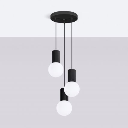 Luster na lanku HALO 3xG9/8W/230V pr. 25 cm čierna
