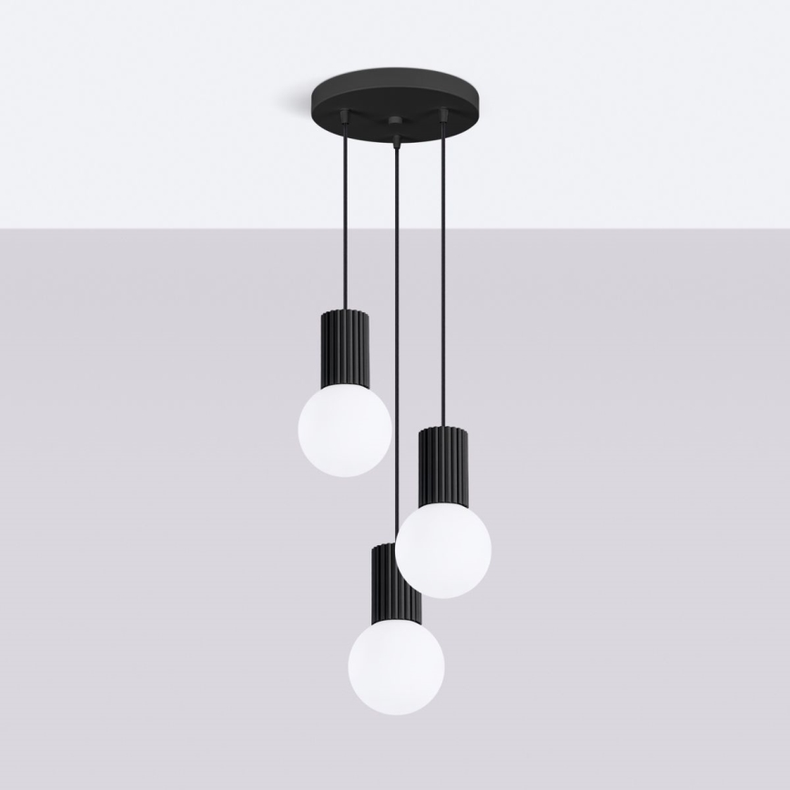 Luster na lanku HALO 3xG9/8W/230V pr. 25 cm čierna