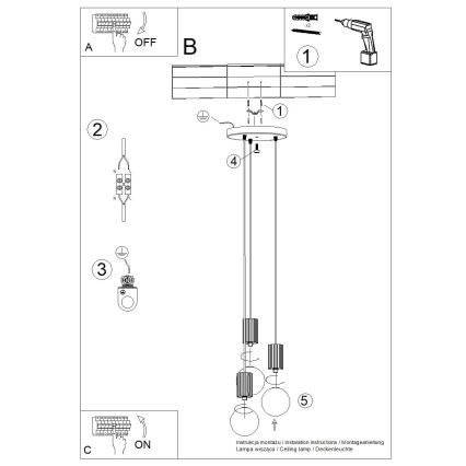Luster na lanku HALO 3xG9/8W/230V pr. 25 cm čierna