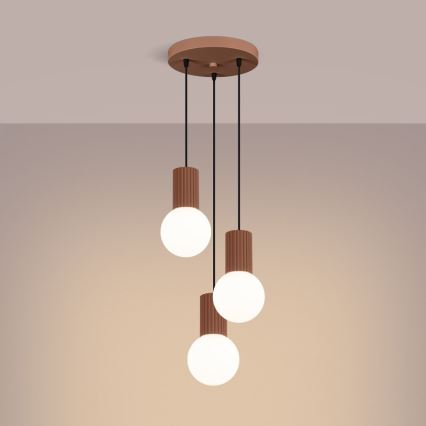 Luster na lanku HALO 3xG9/8W/230V pr. 25 cm hnedá