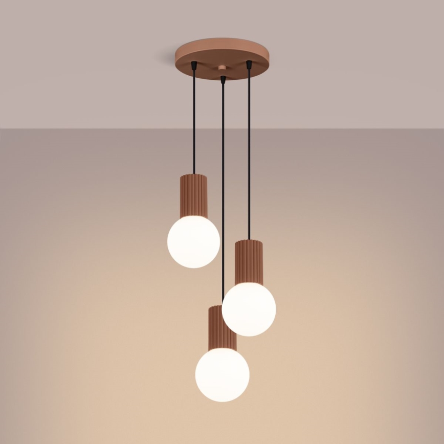 Luster na lanku HALO 3xG9/8W/230V pr. 25 cm hnedá