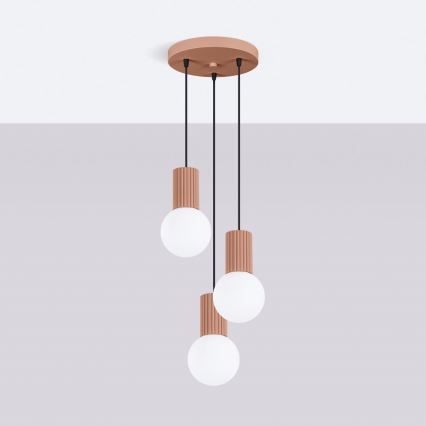 Luster na lanku HALO 3xG9/8W/230V pr. 25 cm hnedá