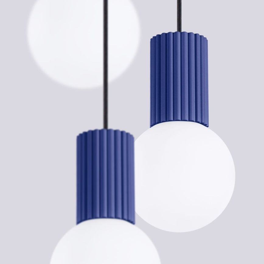Luster na lanku HALO 3xG9/8W/230V pr. 25 cm modrá