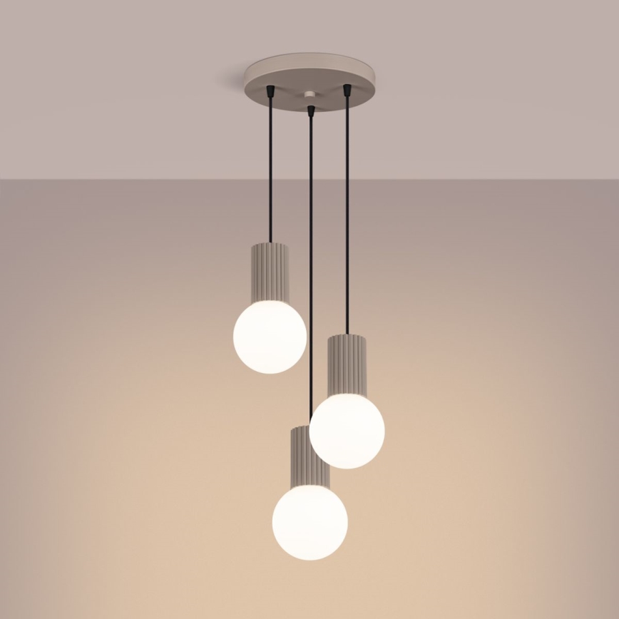 Luster na lanku HALO 3xG9/8W/230V pr. 25 cm béžová