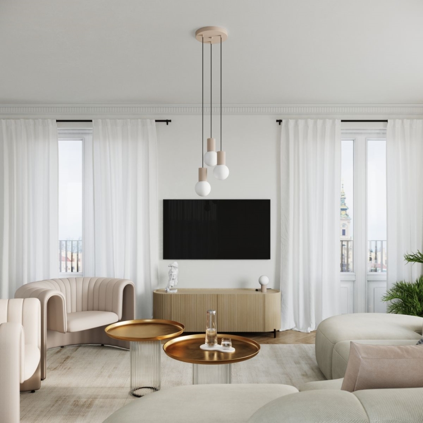 Luster na lanku HALO 3xG9/8W/230V pr. 25 cm béžová