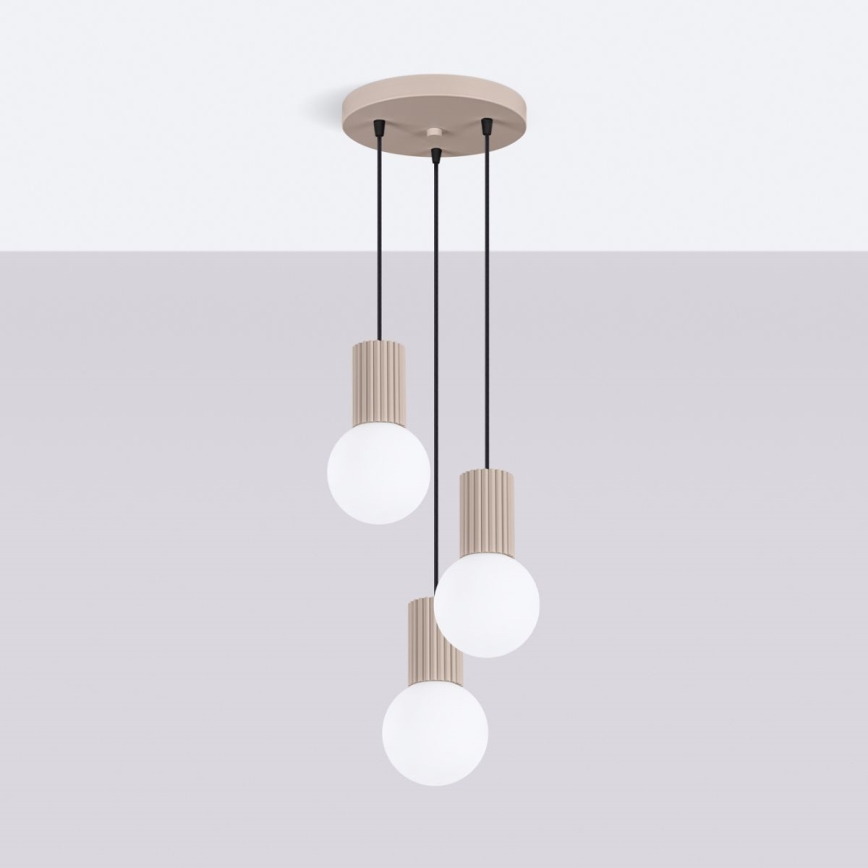 Luster na lanku HALO 3xG9/8W/230V pr. 25 cm béžová