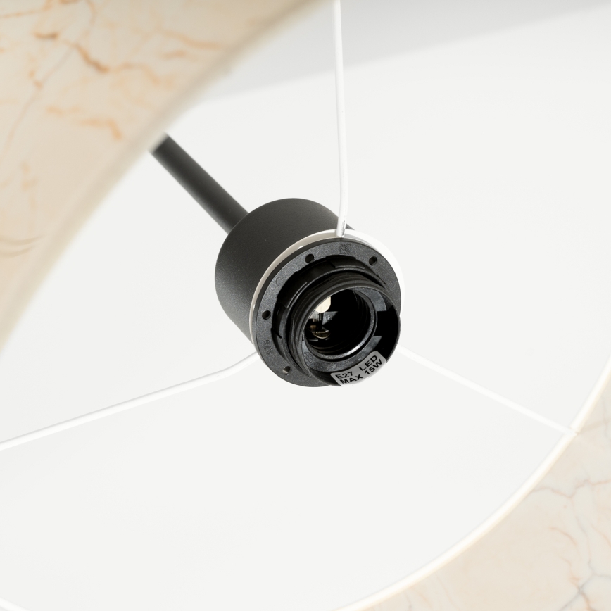 Závesný luster na lankách NEVIA 1xE27/15W/230V, priemer 40 cm, béžový s mramorovým dekorom