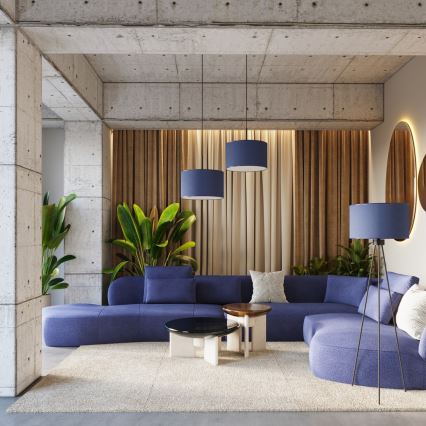 Luster na lanku NEVIA 1xE27/15W/230V pr. 40 cm modrý