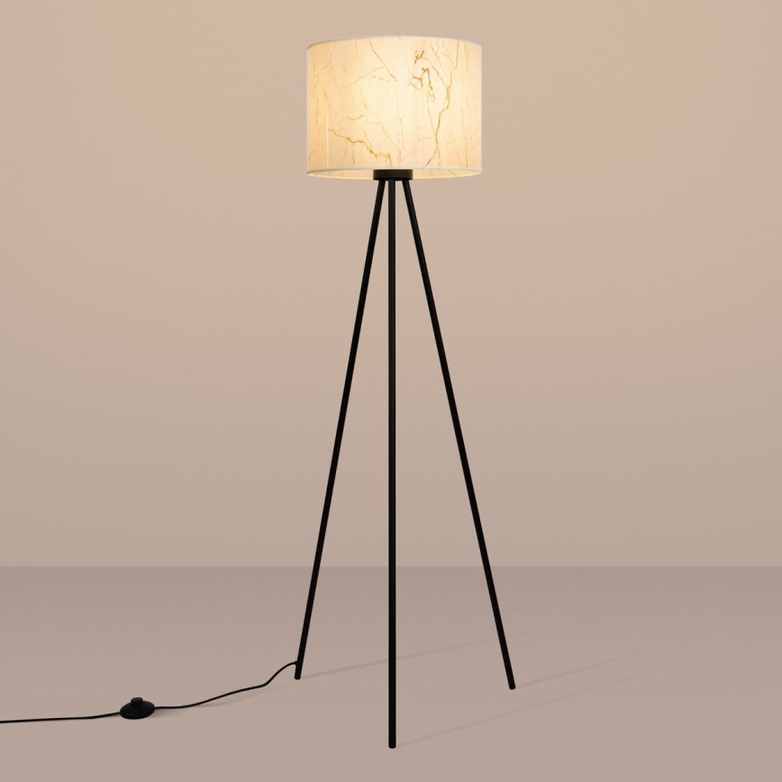 Stojaca lampa NEVIA 1xE27/15W/230V, béžová s mramorovým dekorom