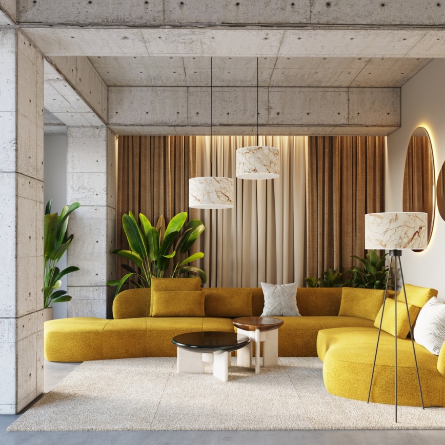 Stojaca lampa NEVIA 1xE27/15W/230V, béžová s mramorovým dekorom