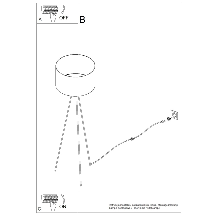Stojaca lampa NEVIA 1xE27/15W/230V, béžová s mramorovým dekorom