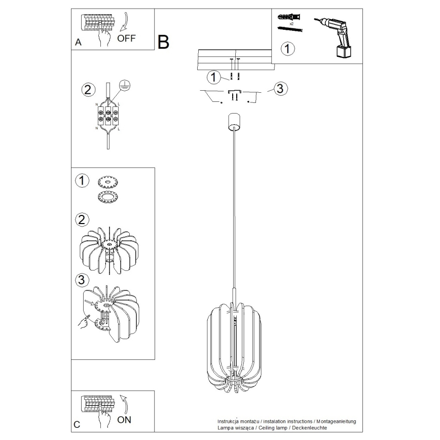 Závesné svietidlo na lanku MULA 1xE27/15W/230V pr. 27 cm modré