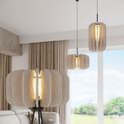 Závesný luster MULA na lanku, 1xE27/15W/230V, priemer 45 cm, krémový